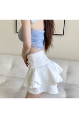 Asymmetrical Ruffles Mini Skirt