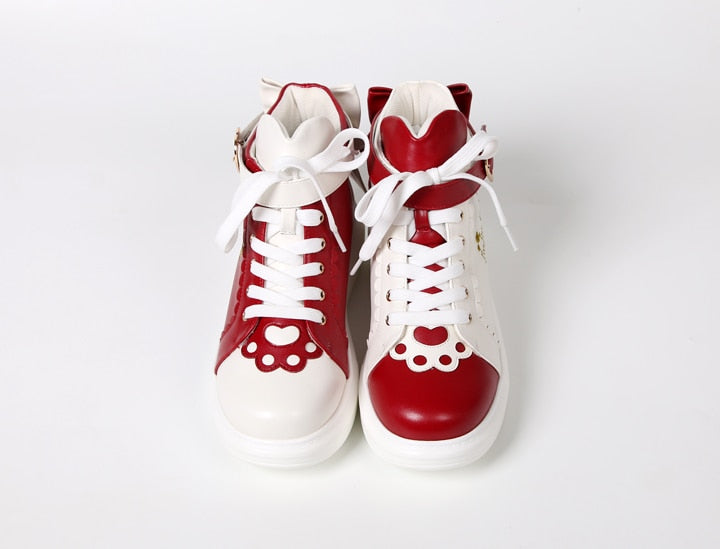 Sweet Pastel Color Kawaii Bowknot Heart High-top Shoes BE517