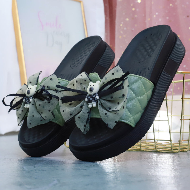 Cute Black Summer Bow with Bear Sandals ON882