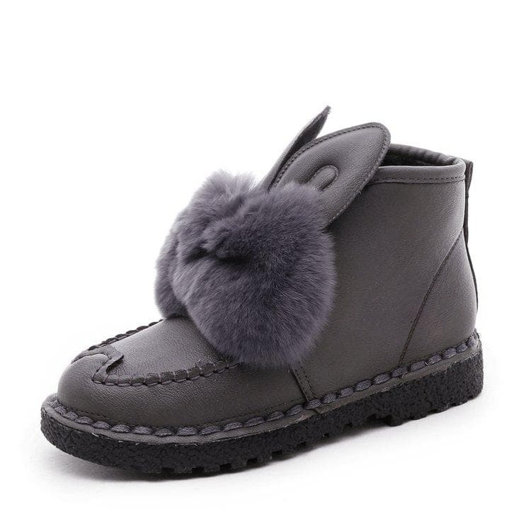 Black/Green/Grey Fluffy Rabbit Ears Sneakers