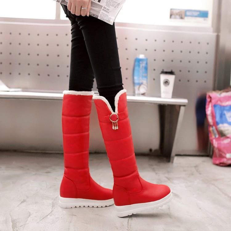 Ready Stock Black/White/Red Faux Fur Winter Warm Boots SP310