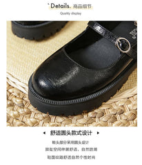 Platform Faux Leather Mary Jane Shoes