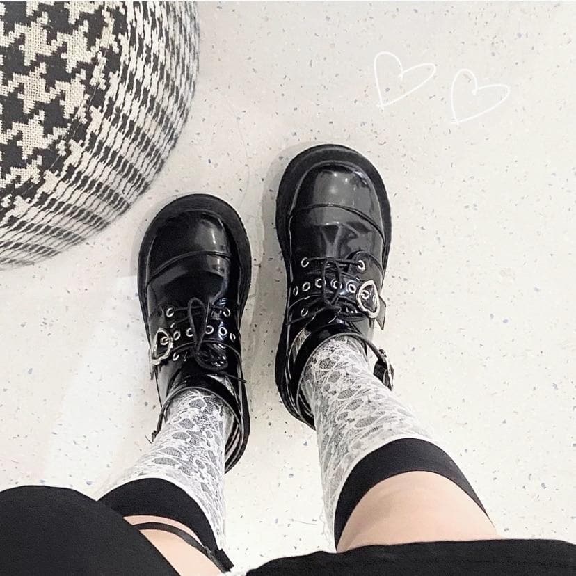 Harajuku Punk Lace-up Buckle Strap Platform Wedge Shoes