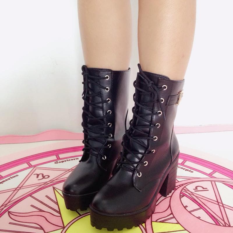 Yellow/Brown/Black Sweet High Heel Boots