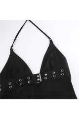 Backless Hollow Out Black Camisole