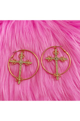 Baddie Crystal Cross Earrings