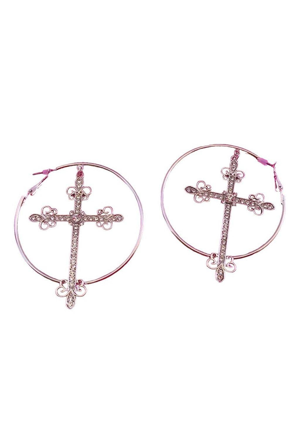 Baddie Crystal Cross Earrings