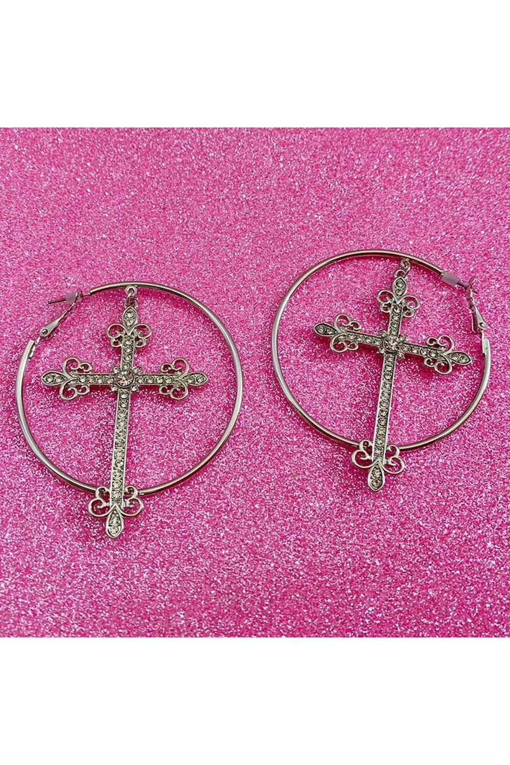 Baddie Crystal Cross Earrings