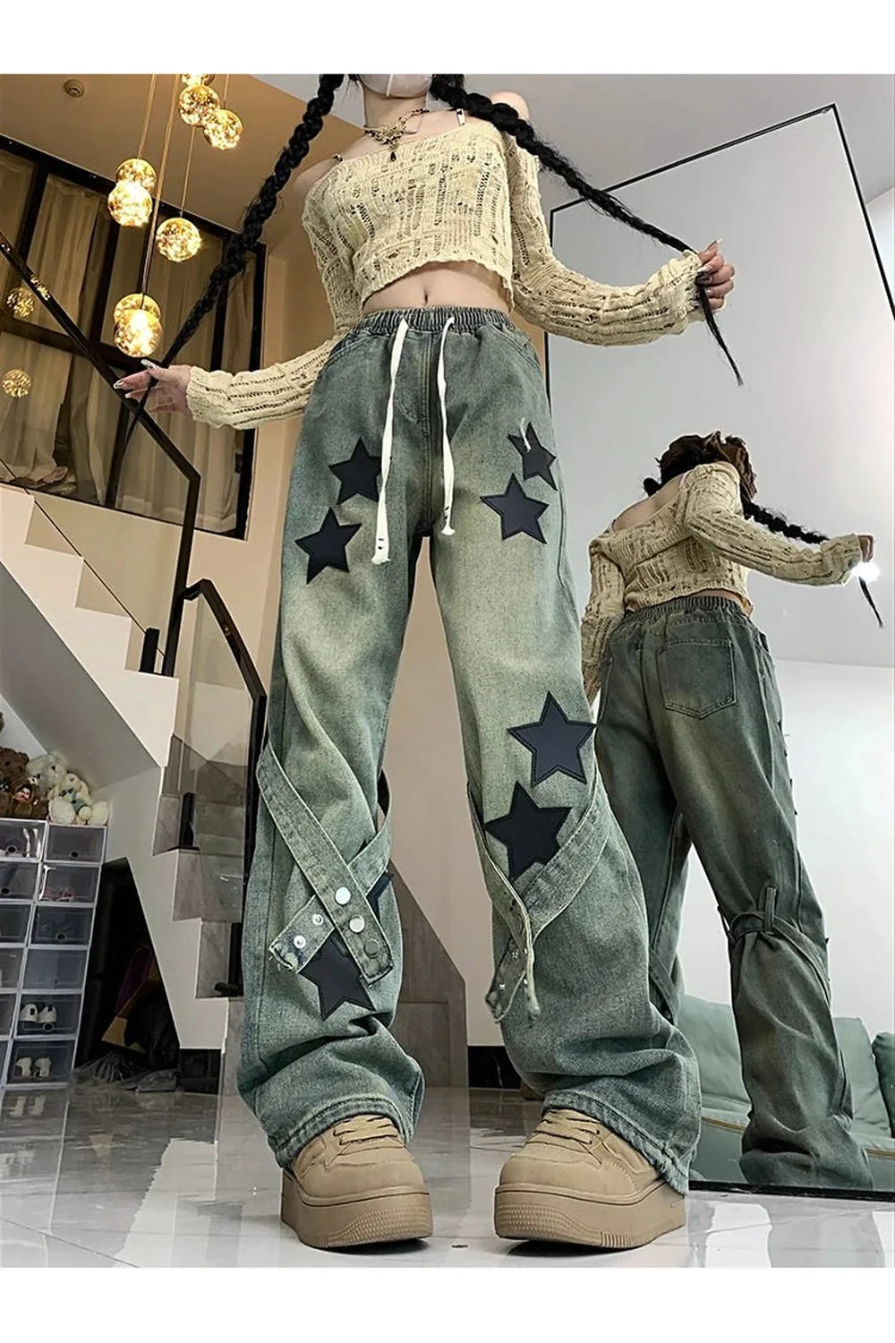 Fall Baggy Blue Star Jeans