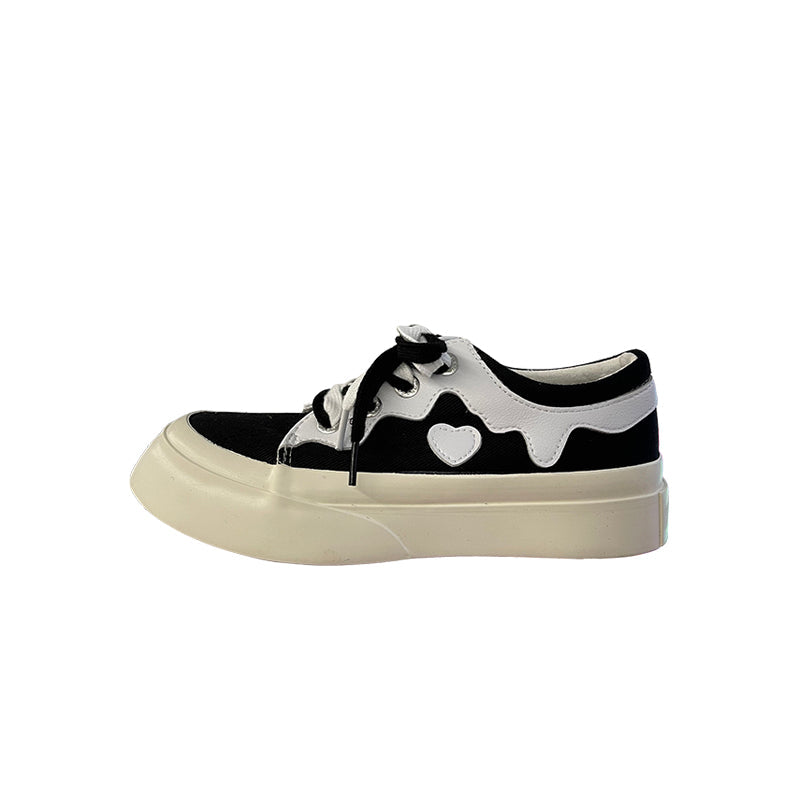 Cute Platform Love Black/White Canvas Shoes BE1234