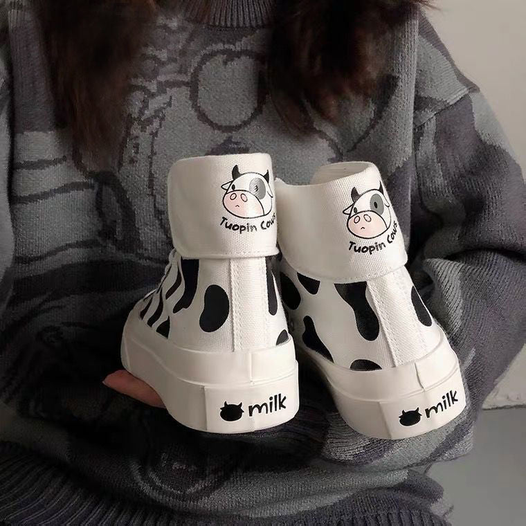 Kawaii Fashion Cow Print Shoes FY006
