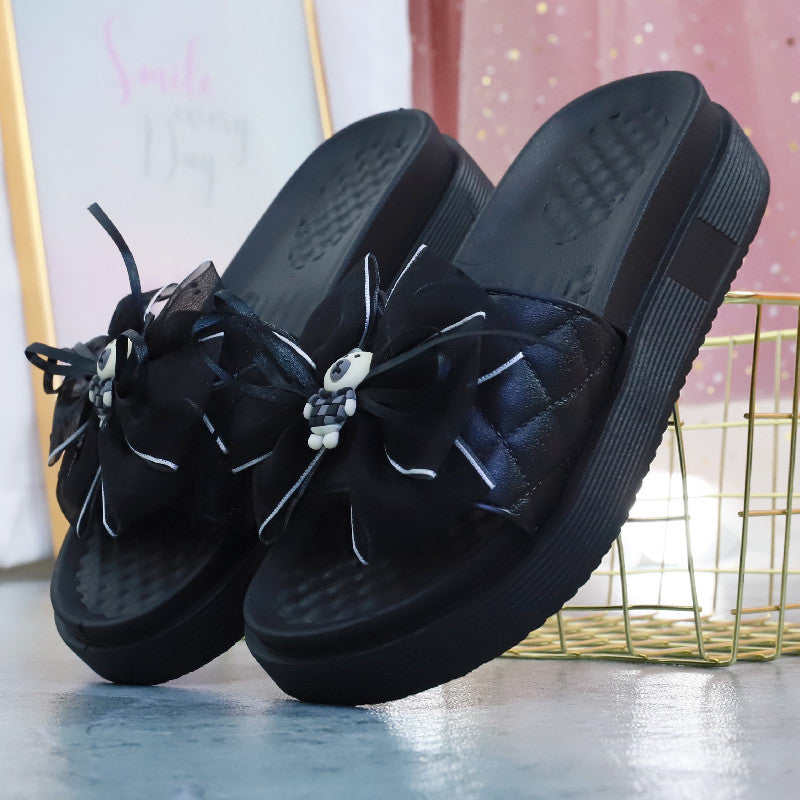 Cute Black Summer Bow with Bear Sandals ON882