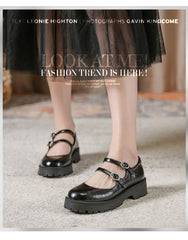 Platform Faux Leather Mary Jane Shoes