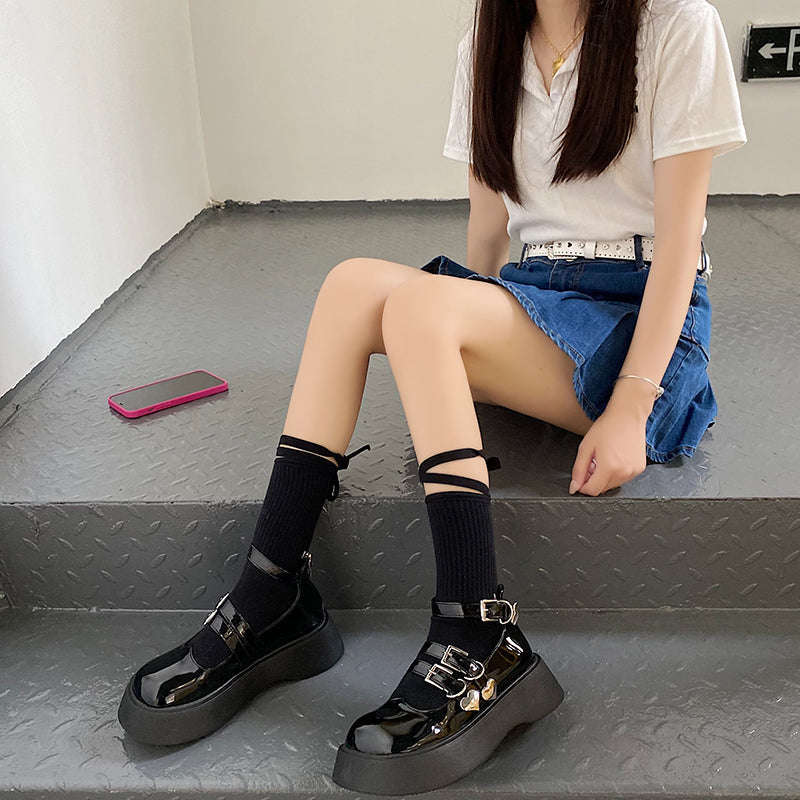Punk Platform Black Shoes BE845