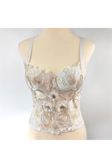 Coquette Beaded White Camisole Top