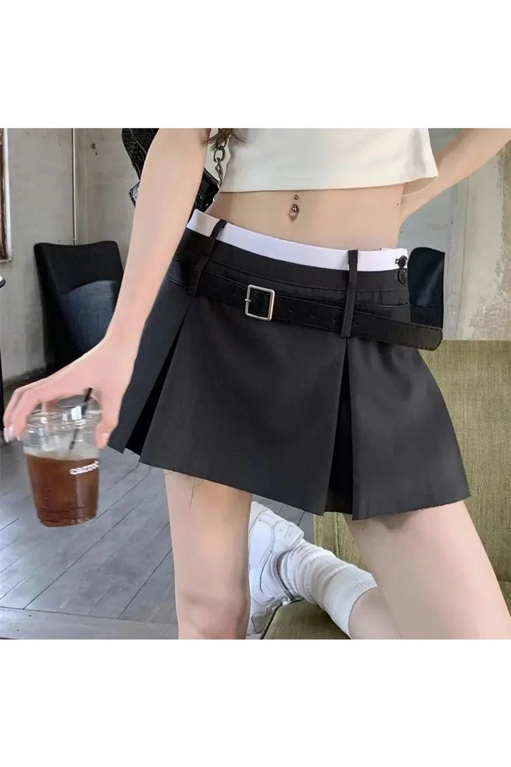 Acubi Belt Pleated Mini Skirt