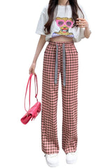 Black and Pink Plaid Pants