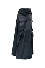 Black Denim A-Line Skirt