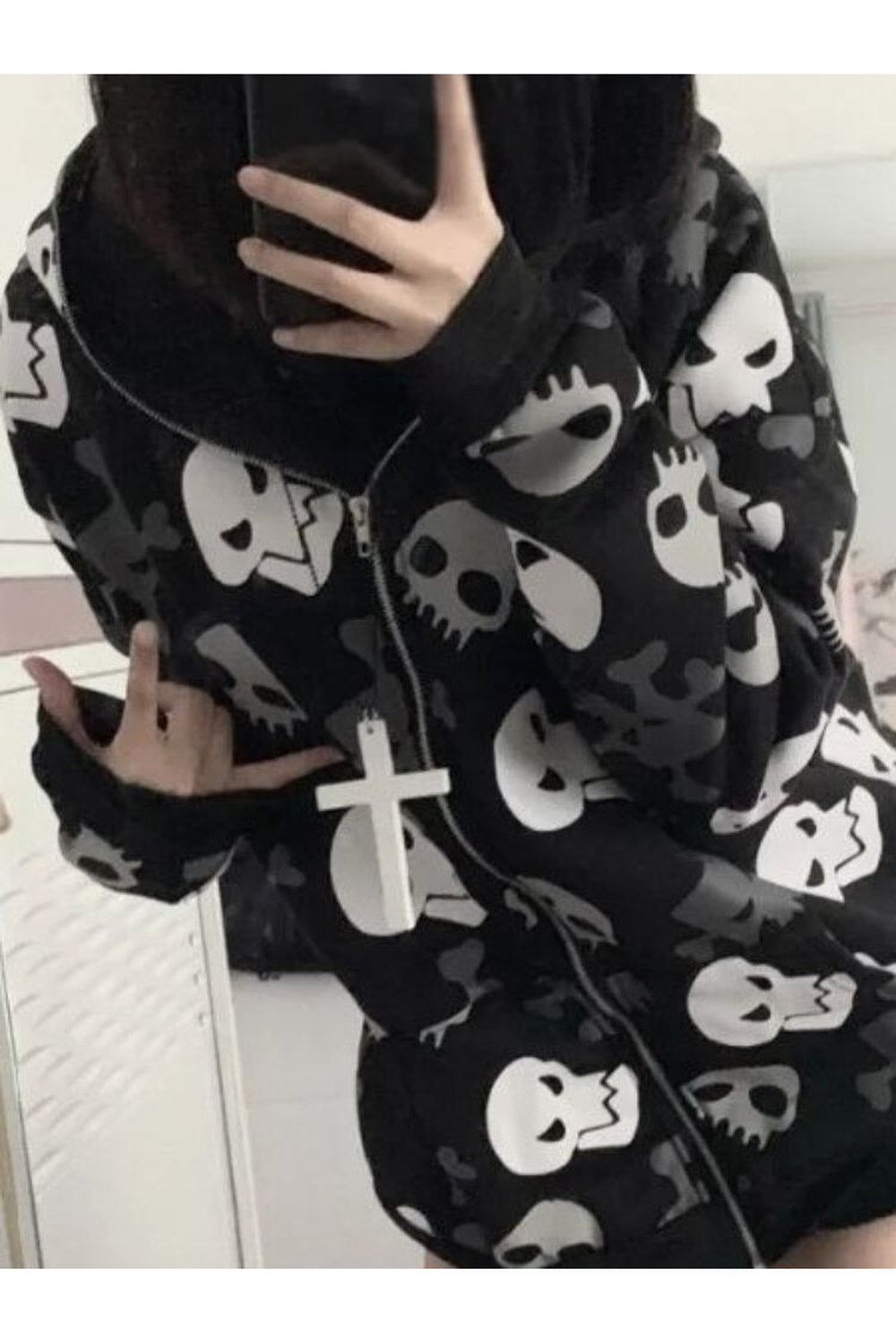 Fall Black Emo Skull Hoodie