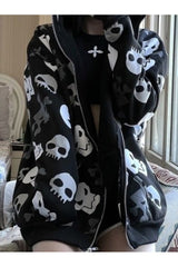 Fall Black Emo Skull Hoodie