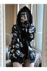 Fall Black Emo Skull Hoodie