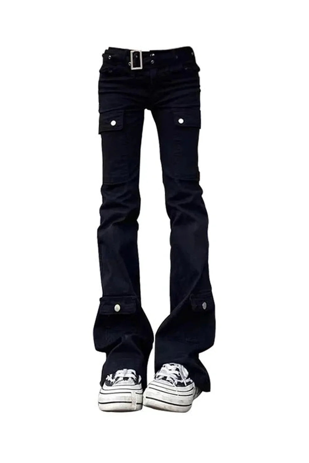 Black Gothic Flare Cargo Jeans