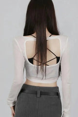 Black Rose Sheer Layered Top