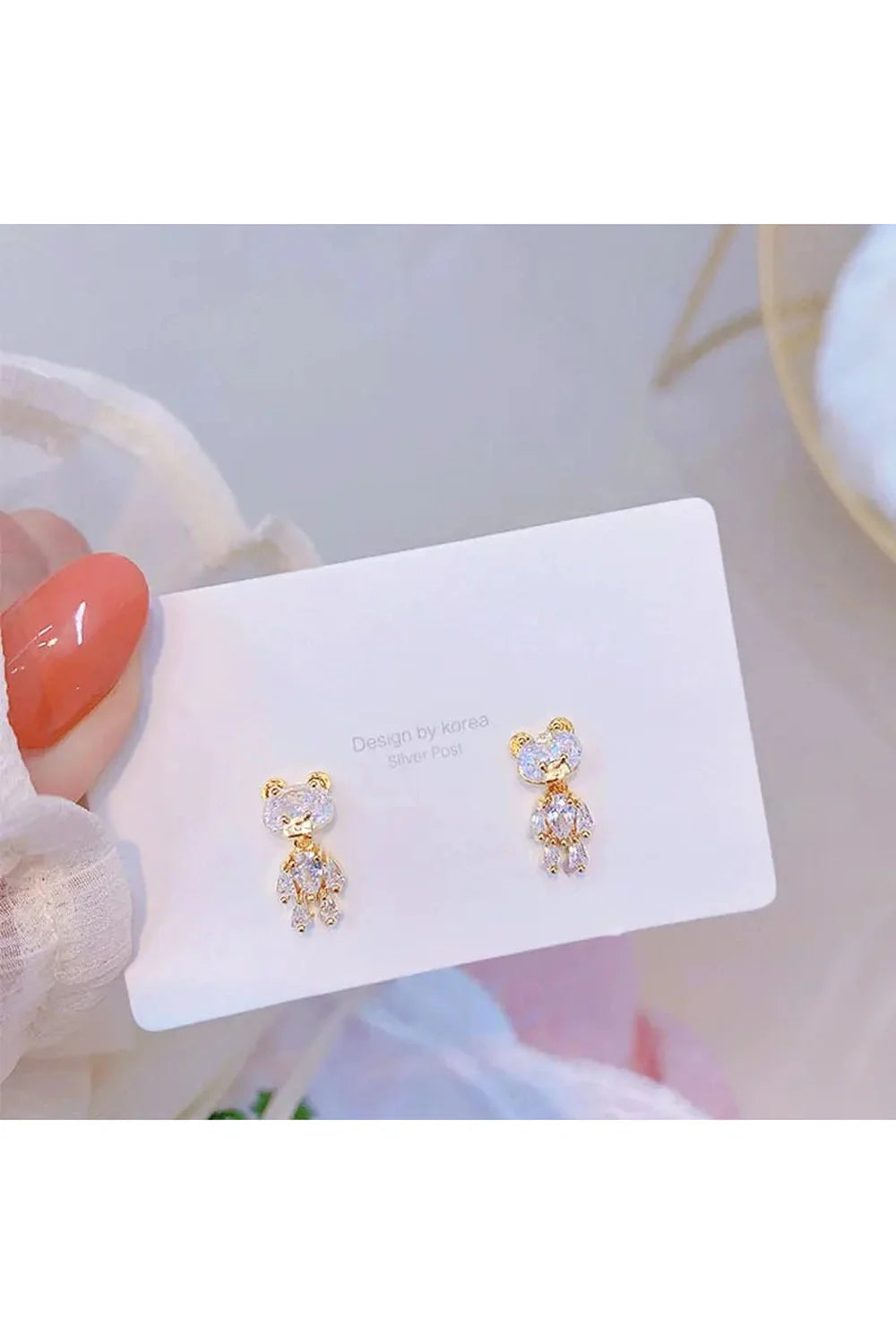 Bling Zircon Bear Earrings