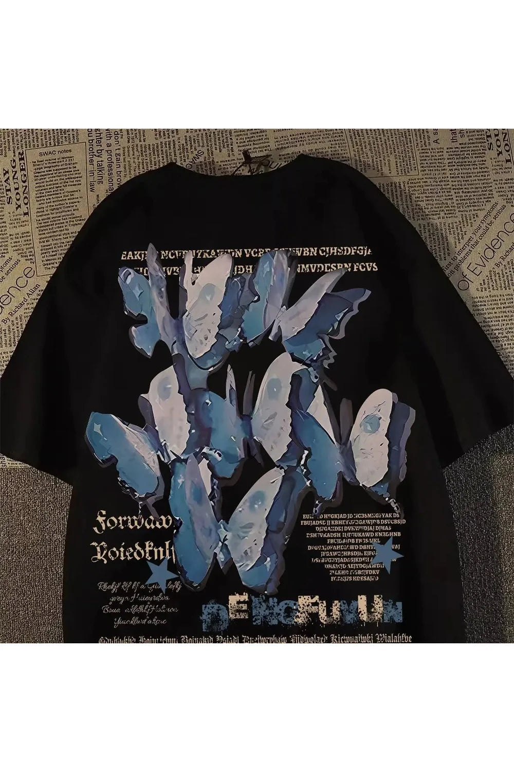 Blue Butterfly Graphic T-Shirt