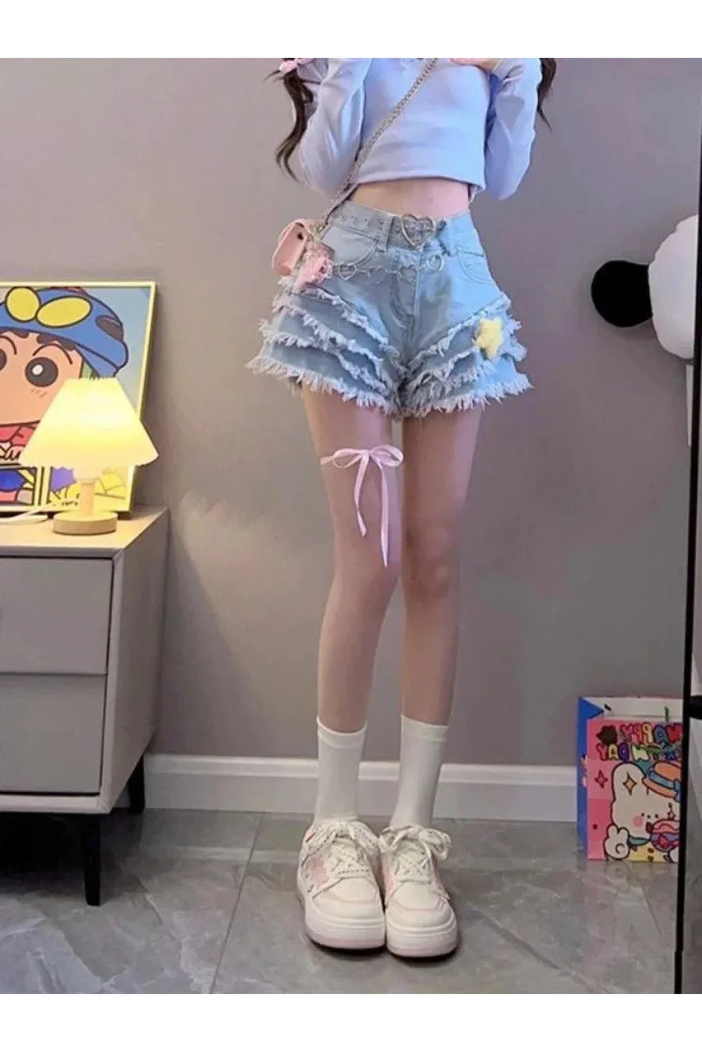 Kawaii Blue Denim Short Pants