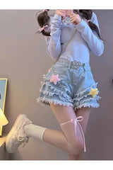 Kawaii Blue Denim Short Pants