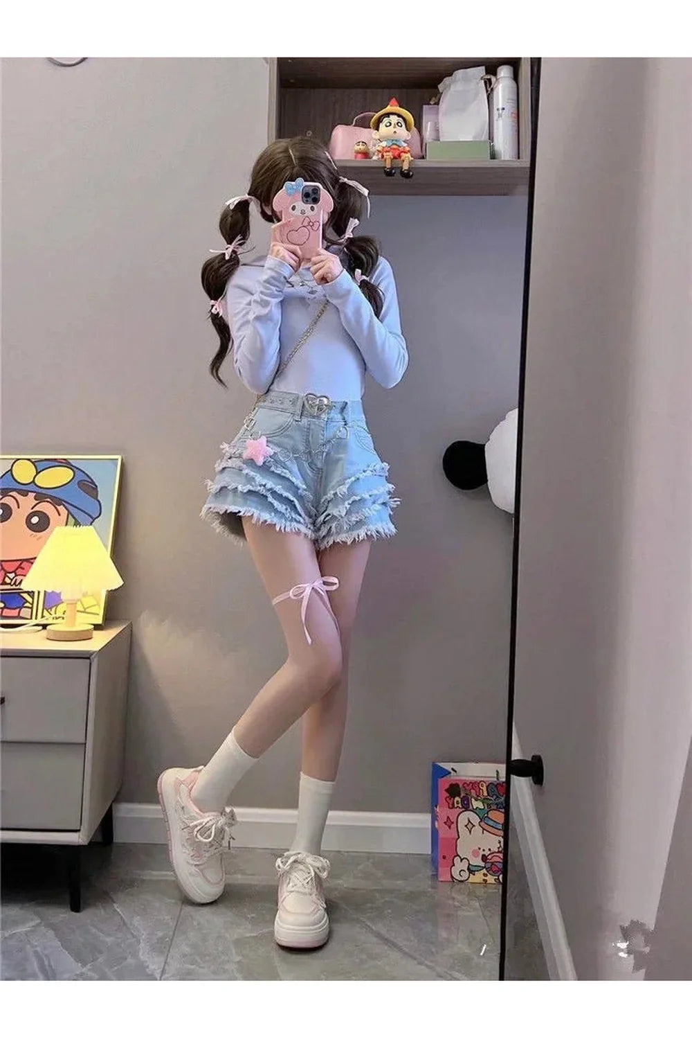 Kawaii Blue Denim Short Pants