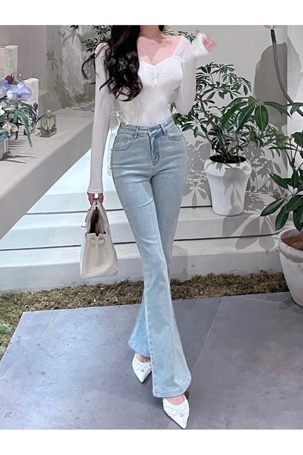 Blue High Waist Flare Jeans