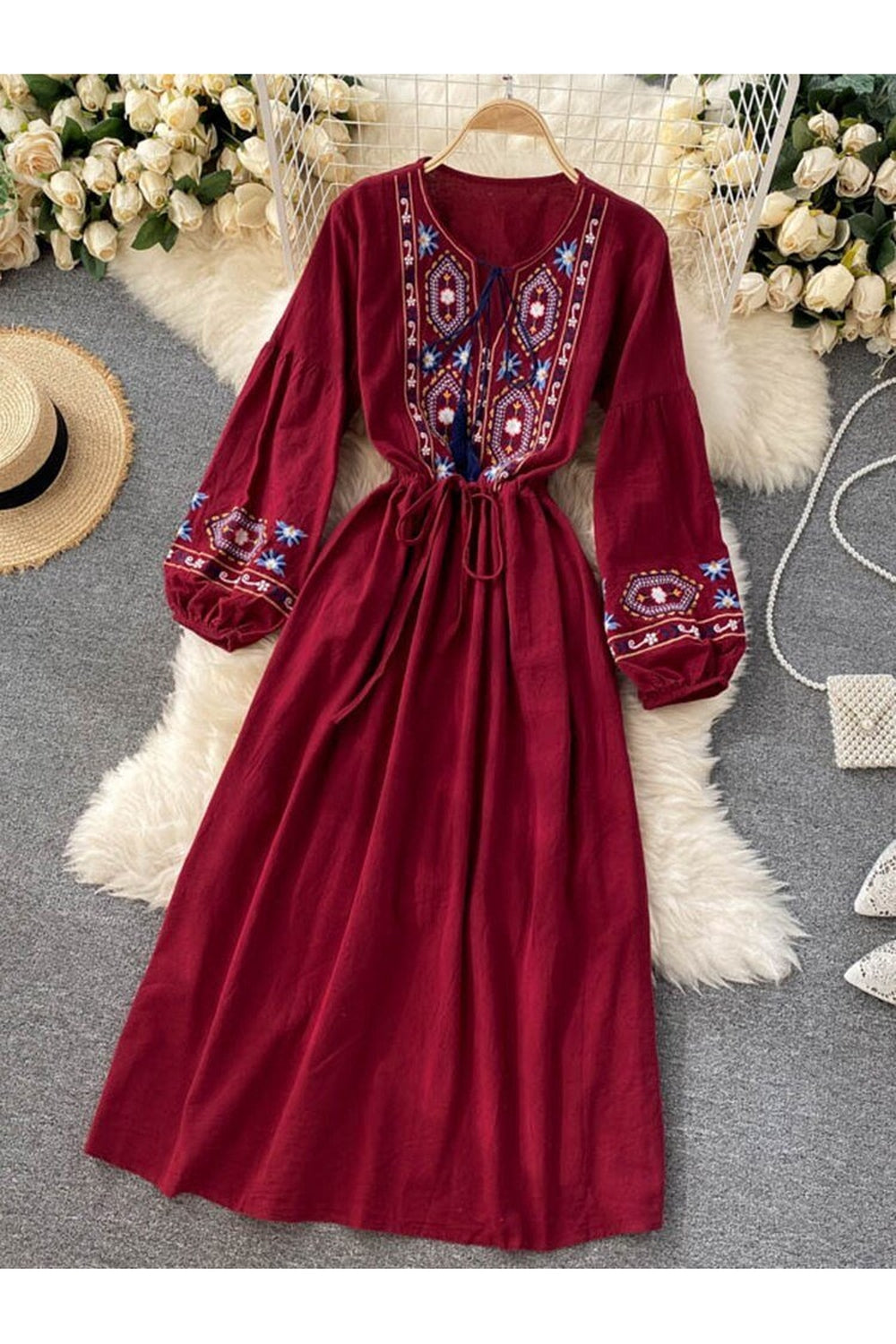 Boho embroidered long dress