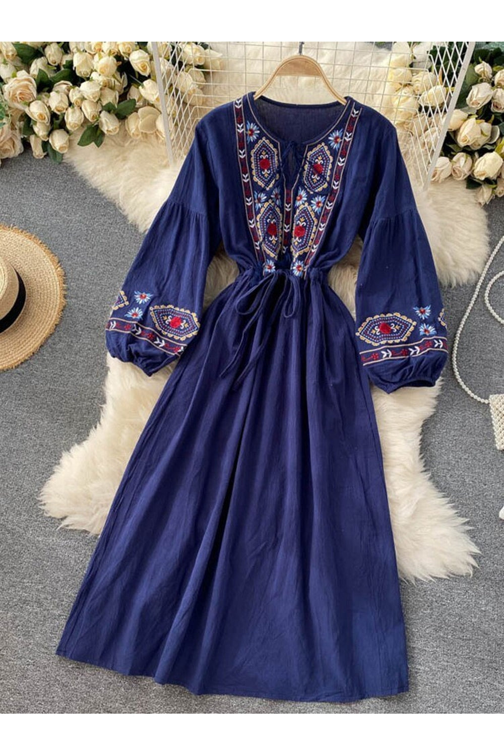 Boho embroidered long dress