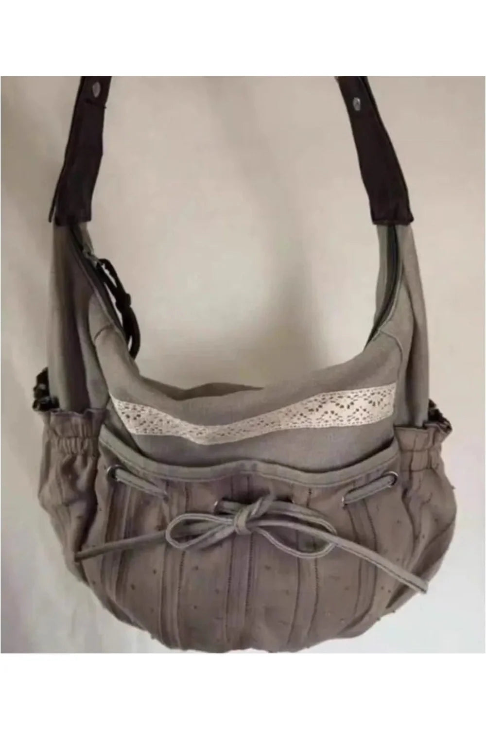 Boho Lace-Trim Hobo Bag