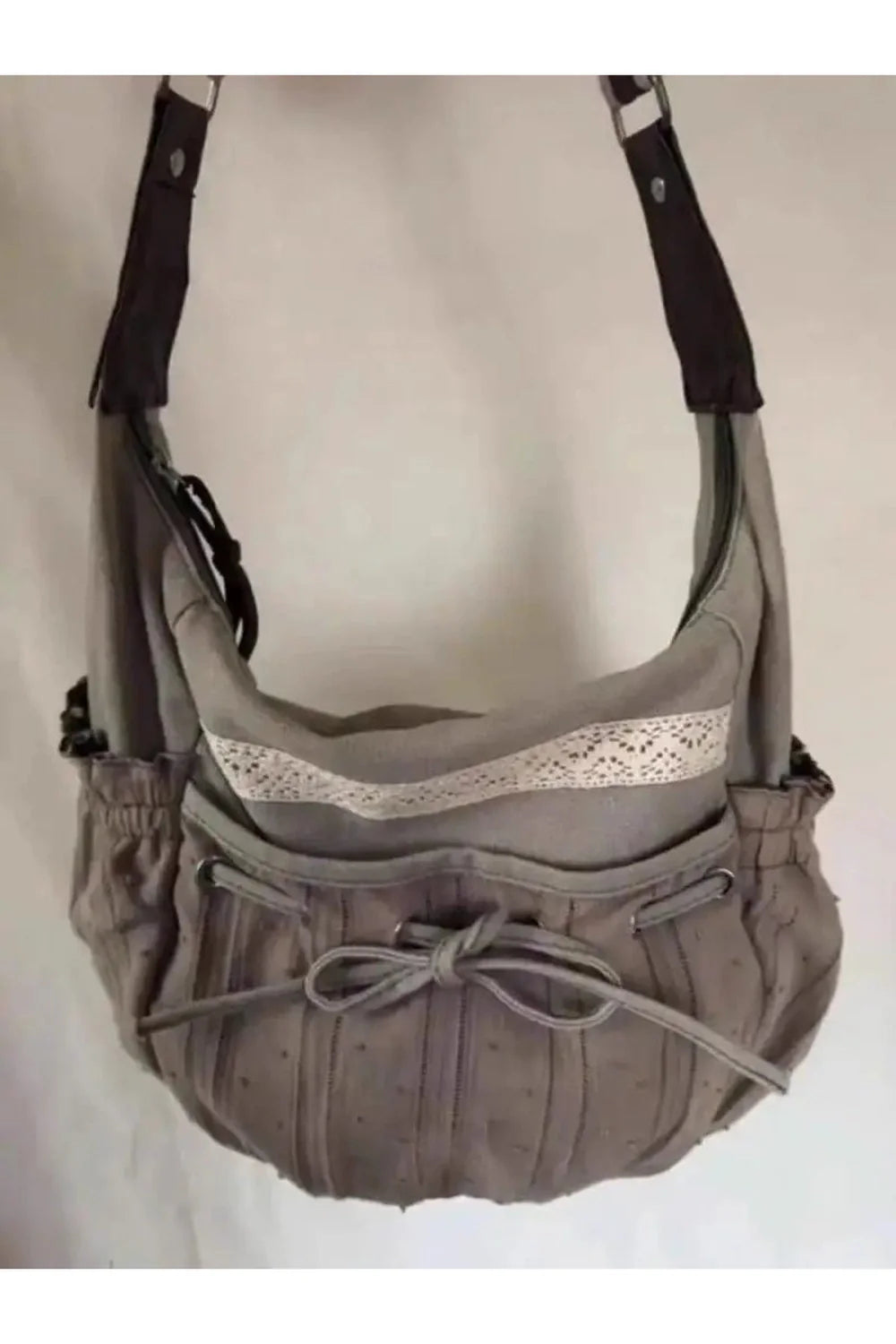 Boho Lace-Trim Hobo Bag