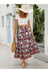 Boho Retro Floral Print Skirt