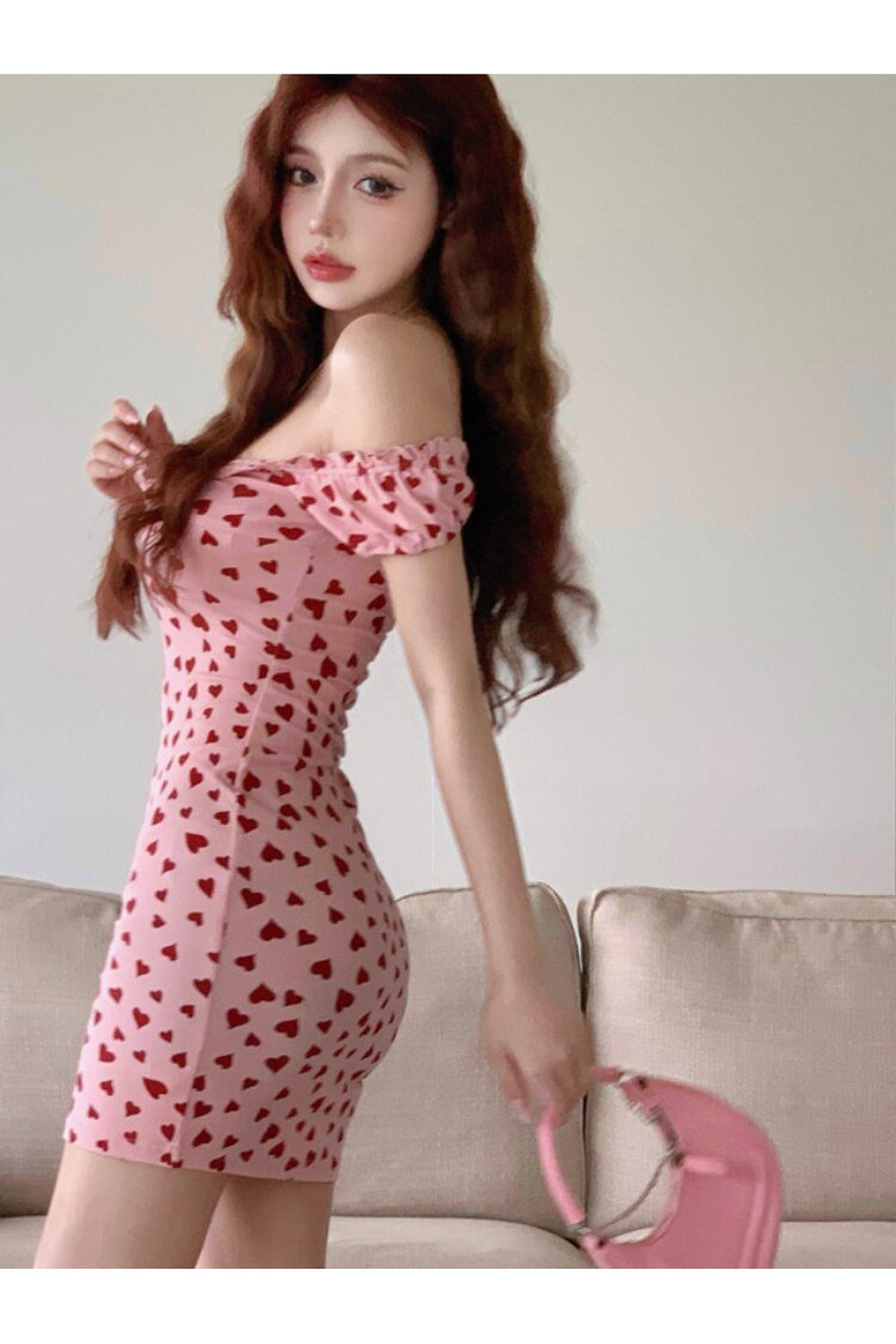 Bow Design Heart-print Summer Dress