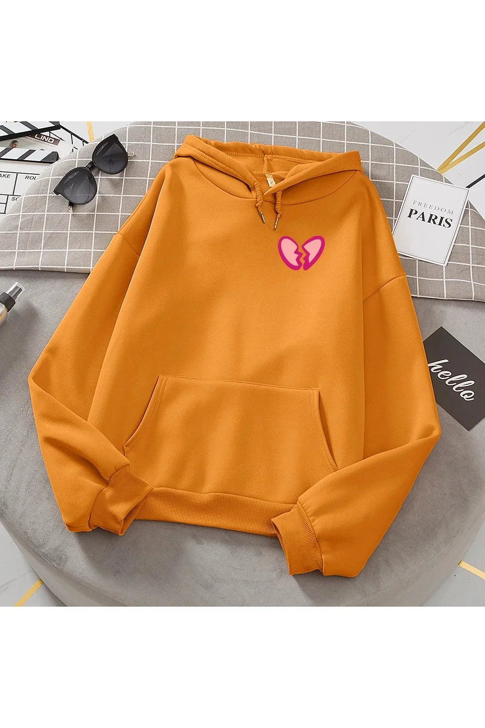 Fall Broken Heart Print Women's Warm Hoodie