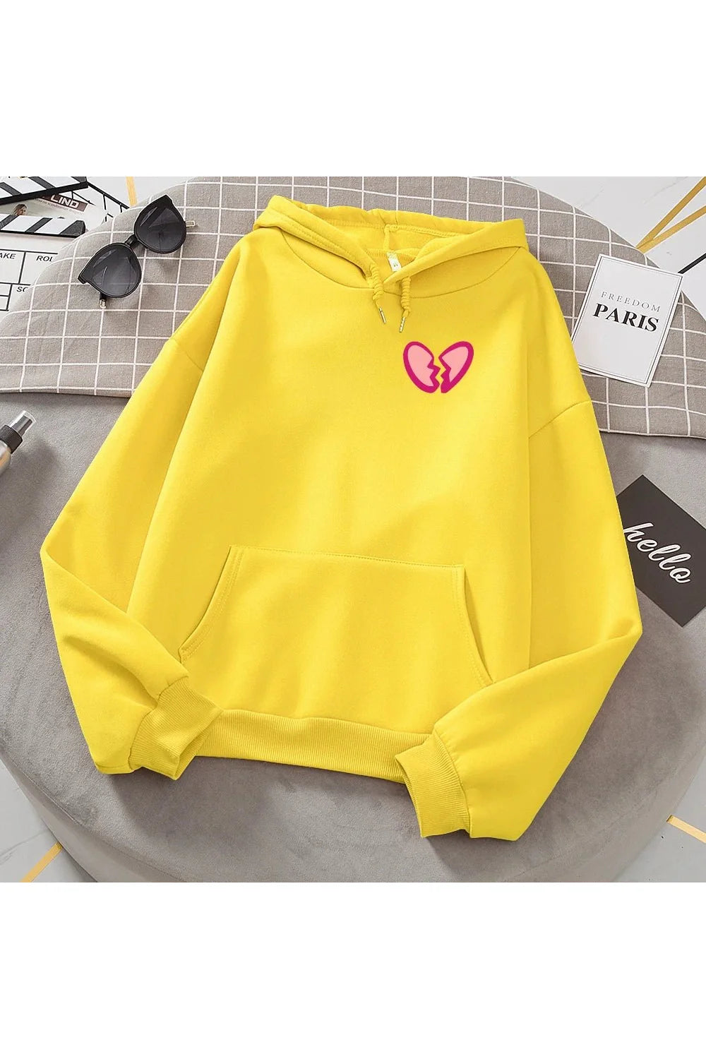 Fall Broken Heart Print Women's Warm Hoodie