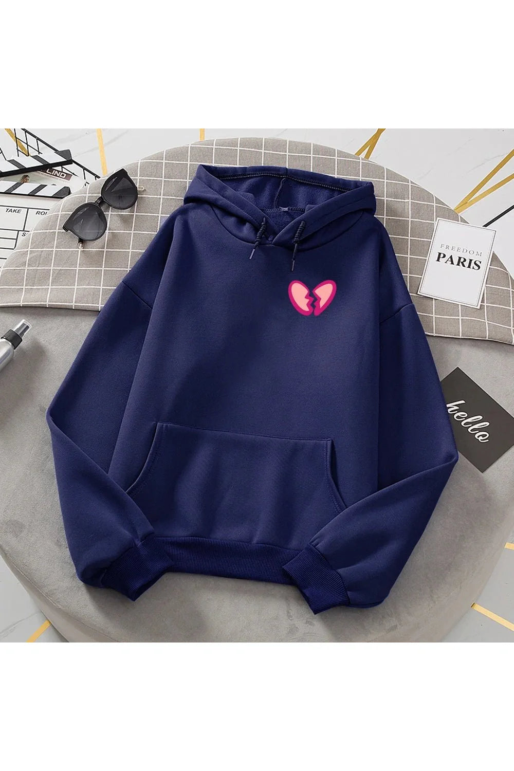 Fall Broken Heart Print Women's Warm Hoodie