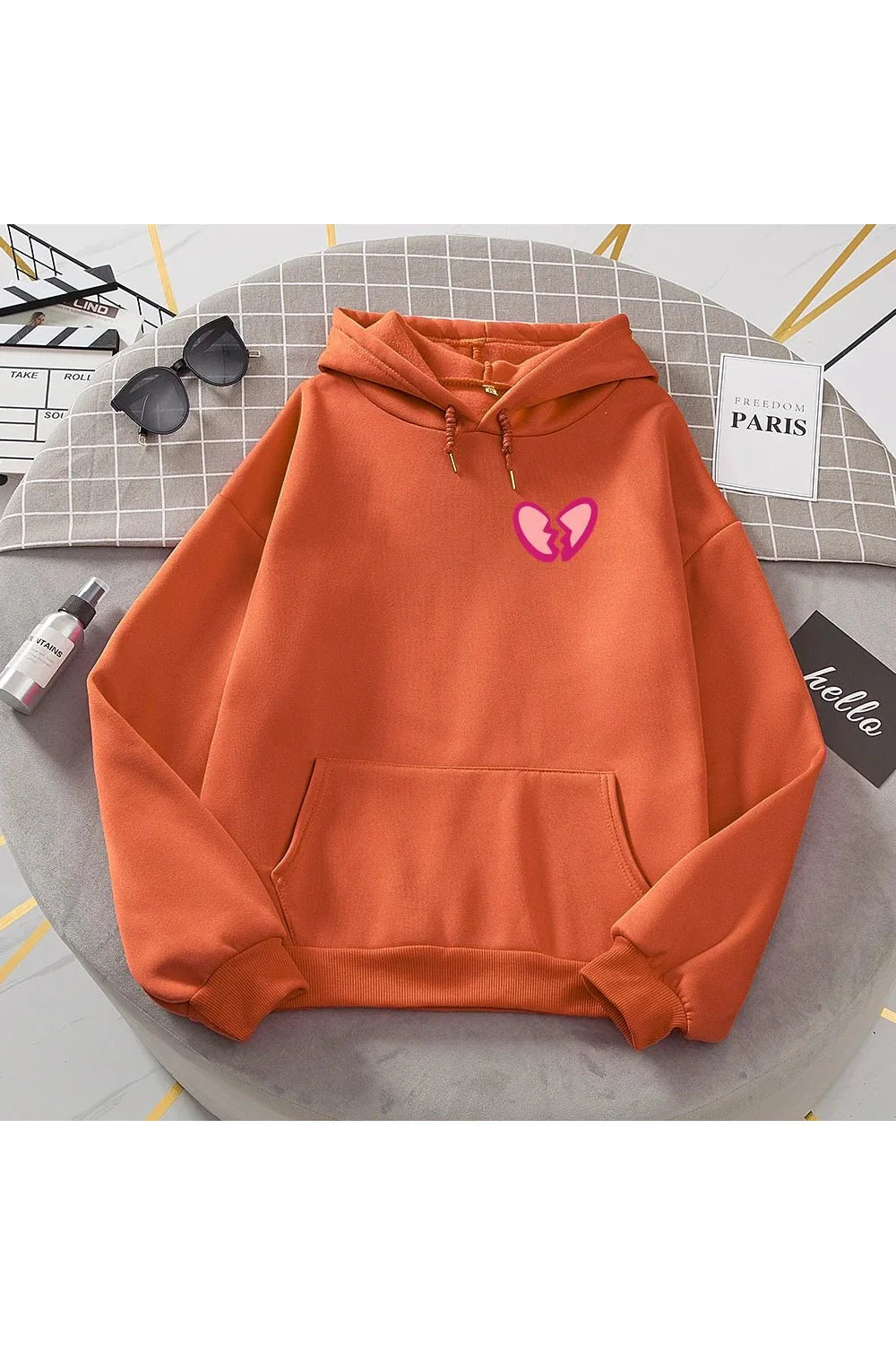 Fall Broken Heart Print Women's Warm Hoodie