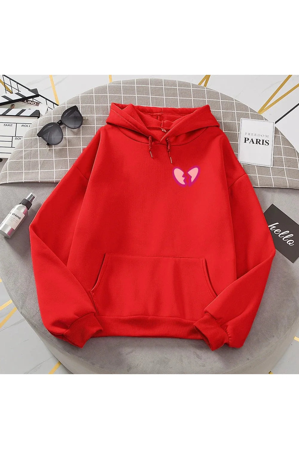 Fall Broken Heart Print Women's Warm Hoodie