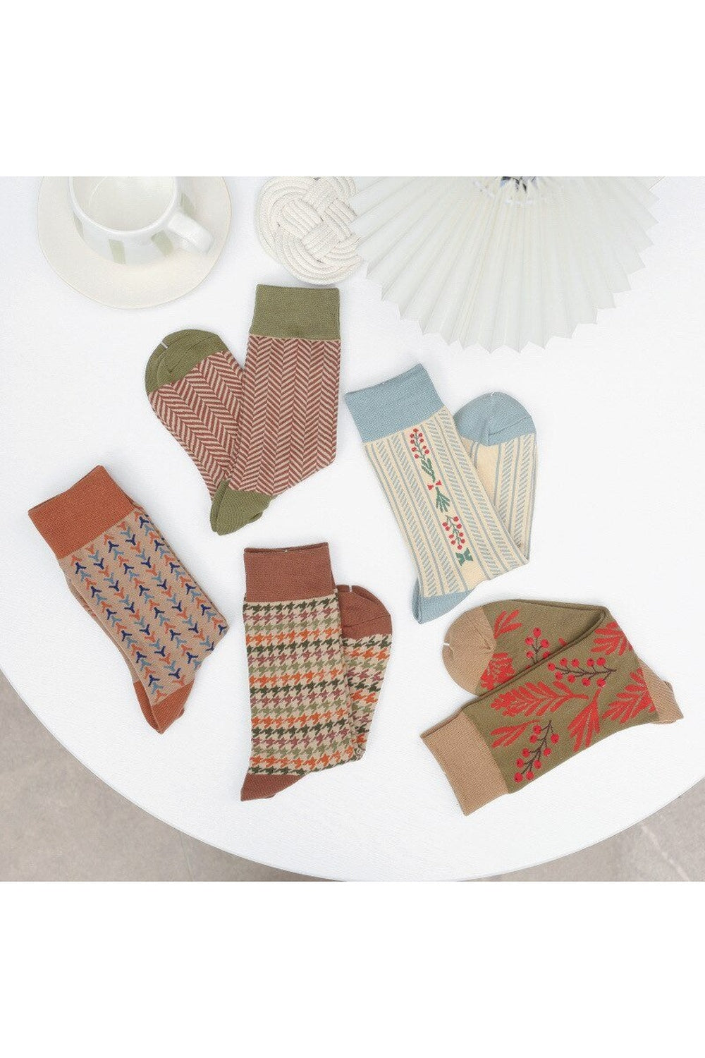 Brown Retro Cotton Socks