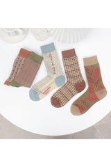 Brown Retro Cotton Socks