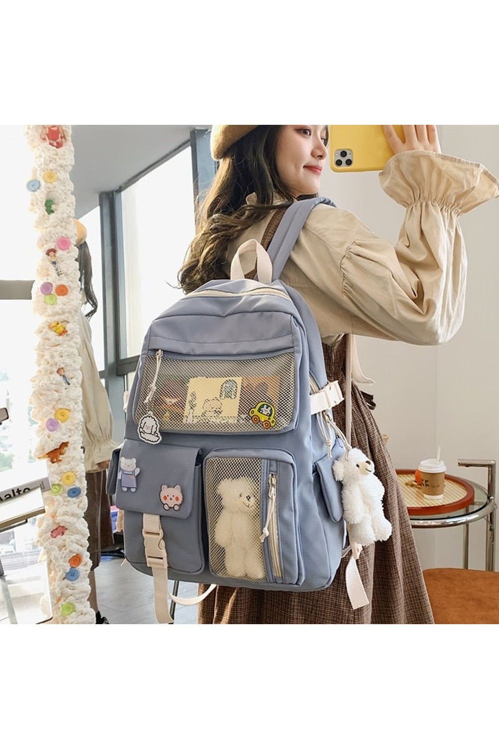 Buckle Badge Pastel Color Backpack