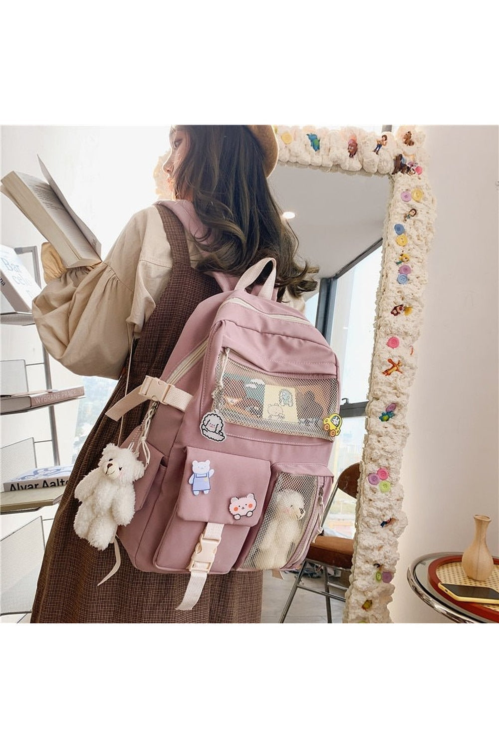 Buckle Badge Pastel Color Backpack