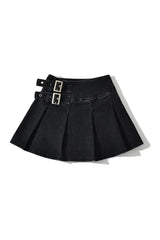 Buckle Denim Mini Skirt