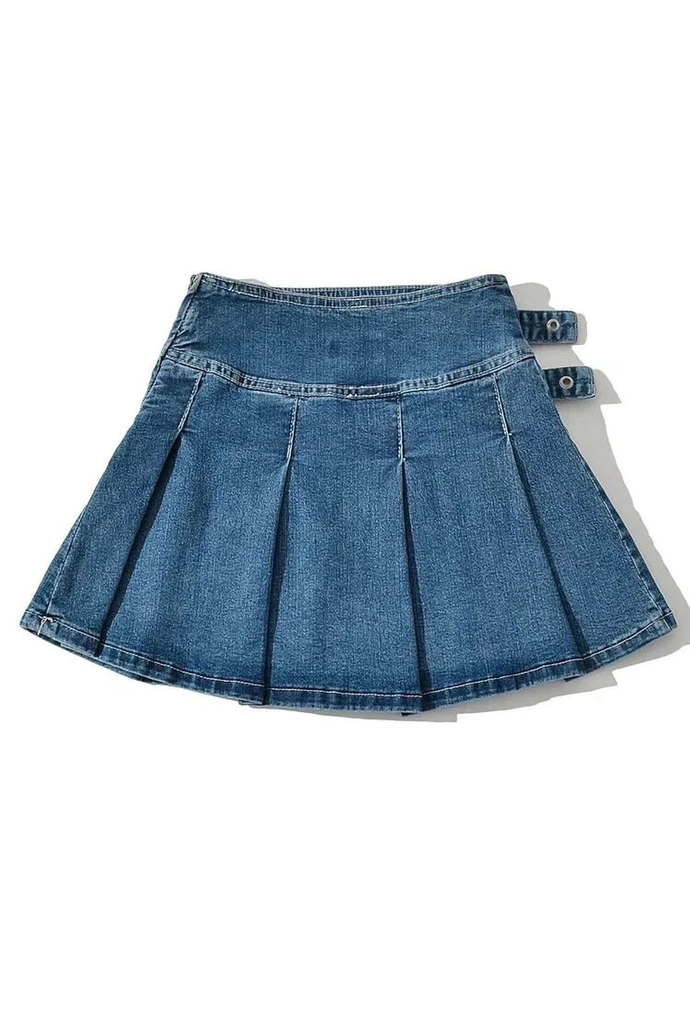 Buckle Denim Mini Skirt